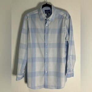 Apt. 9 Light Blue and White Plaid Shirt Size Large